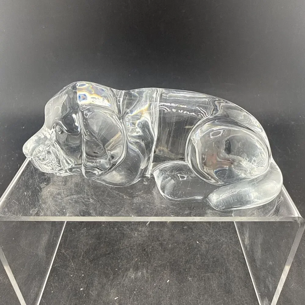 Vintage Princess House 24% Lead Crystal Sleeping Puppy Paperweight